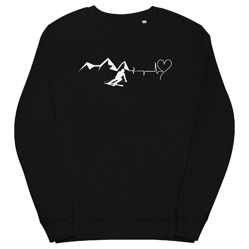 Heart - Heartbeat - Mountain - Skiing - Unisex Premium Organic Sweatshirt Casual Sweatshirts for Women