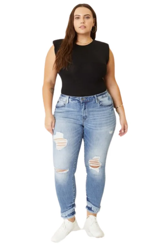 Kan Can Plus Mid Rise Ankle Skinny Jeans