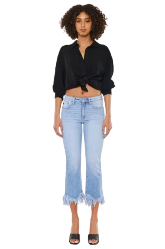 Kan Can HIGH RISE CROP BOOTCUT DENIM PANTS-KC9354M