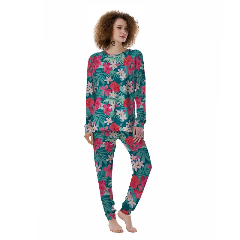 Aloha Hawaiian Flower Print Women's Pajamas Cozy winter pajama sets