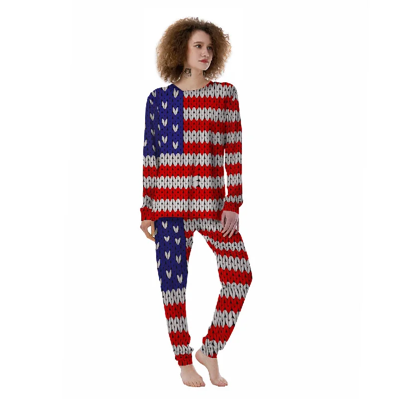 American Flag Knitted Print Women's Pajamas Best pajama sets for teens