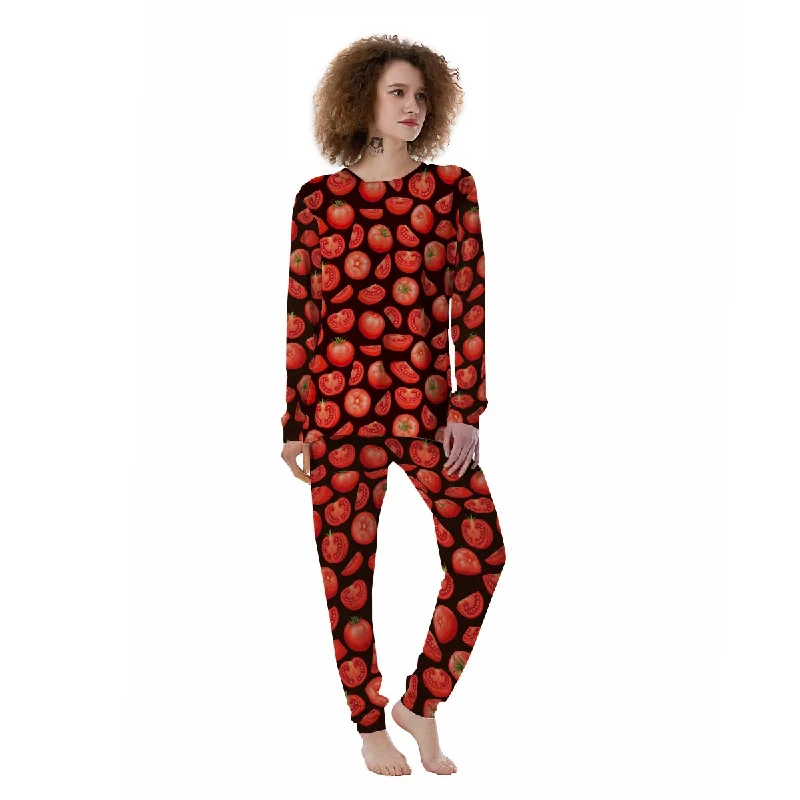 Tomatoes Red Print Pattern Women's Pajamas Amazon pajama sets