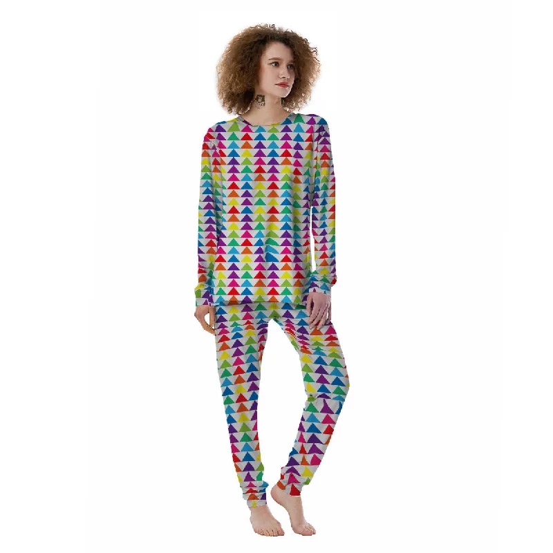 Triangles Rainbow Print Pattern Women's Pajamas Calvin Klein pajama sets