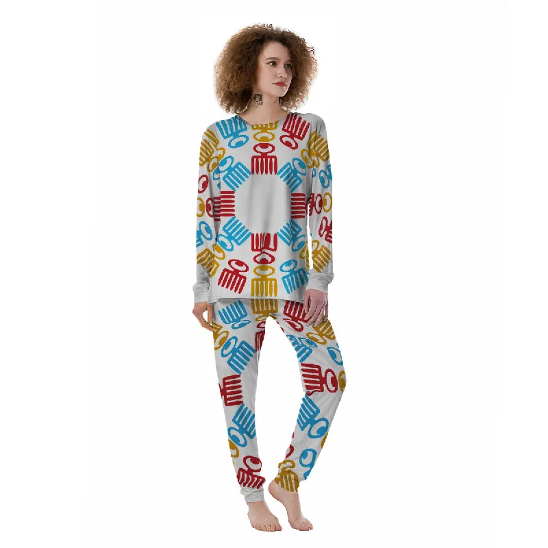 Tribe Symbols Red Adinkra Print Women's Pajamas Camisole pajama sets