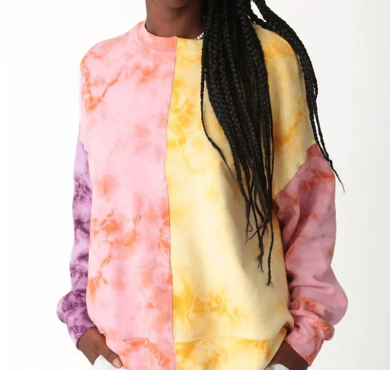 Bhodi Patchwork Sweatshirt In Pink/citrus Water-resistant sweaters