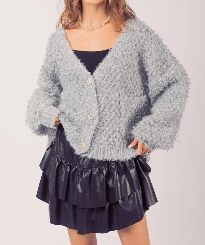 Glitz Cardigan In Silver Cardigan sweaters