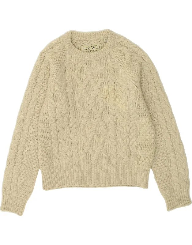 JACK WILLS Womens Boat Neck Jumper Sweater UK 14 Large  Beige Lambswool Best sweaters for cozy nights