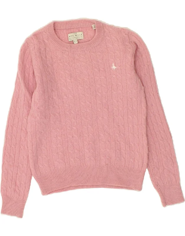 JACK WILLS Womens Crop Boat Neck Jumper Sweater UK 6 XS  Pink Merino Wool Cashmere sweaters