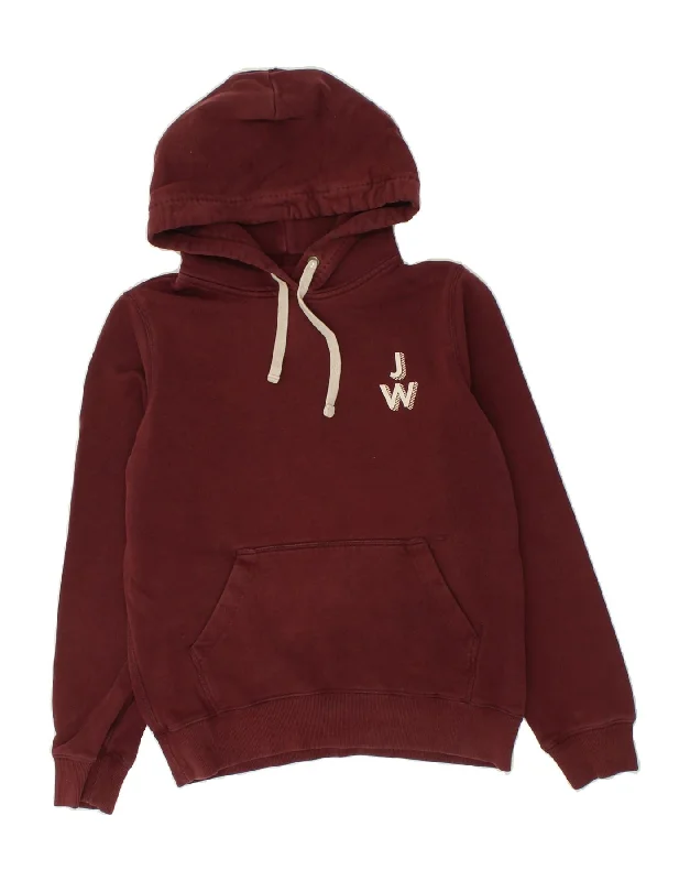 JACK WILLS Womens Oversized Graphic Hoodie Jumper UK 10 Small  Burgundy Fleece sweaters