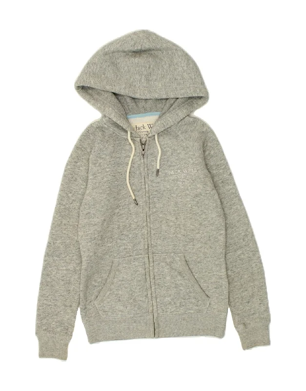 JACK WILLS Womens Zip Hoodie Sweater UK 8 Small  Grey Cotton Women's sweaters