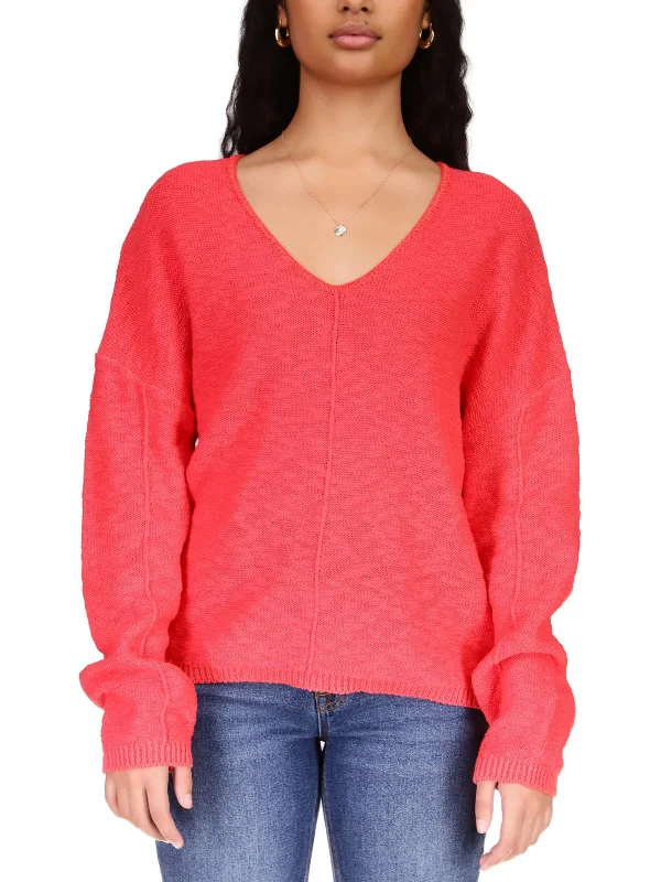 Keep It Chill Womens Knit V-Neck Pullover Sweater Cotton sweaters