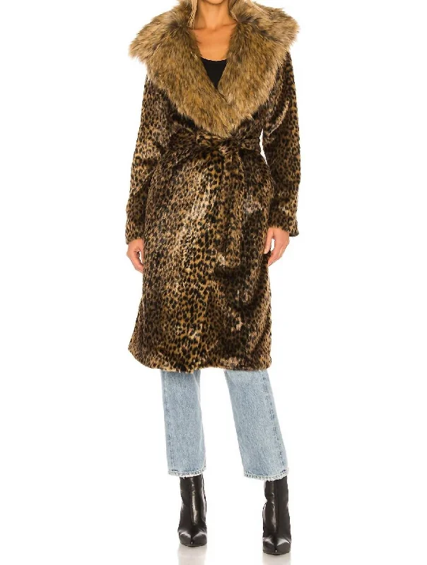 Minnelli Faux Fur Jacket In Cheetah Cheap sweaters