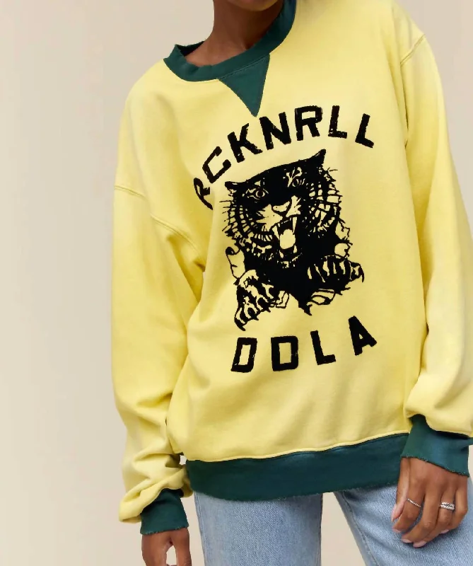 Rock And Roll Tiger Crew Top In Yellow Best sweaters for casual wear