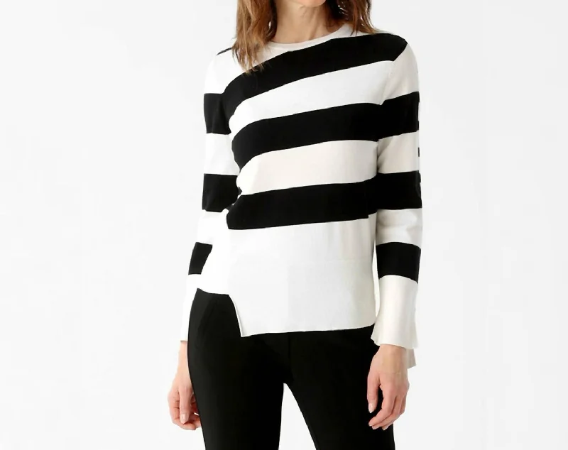 Valeria Striped Pullover In Black And White Party sweaters