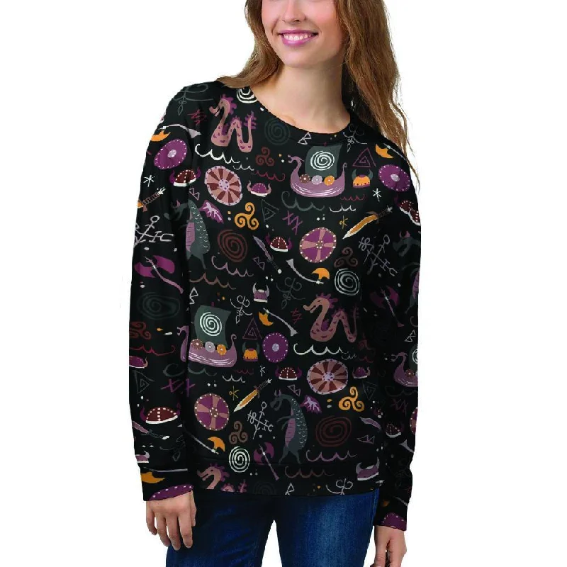 Viking Valhalla Cartoon Women's Sweatshirt Turtleneck sweaters