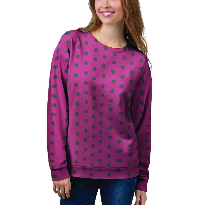 Vintage Black And Pink Tiny Polka Dot Women's Sweatshirt Must-have sweaters for this season