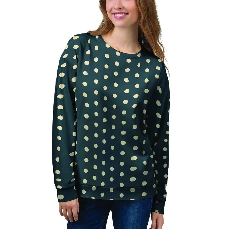 Vintage Black Tiny Polka Dot Women's Sweatshirt Women's fashion sweaters sale