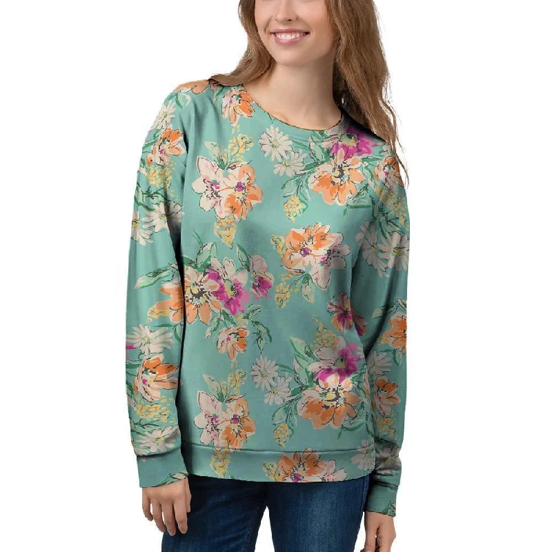 Vintage Pastel Floral Print Women's Sweatshirt Best sweaters for travel