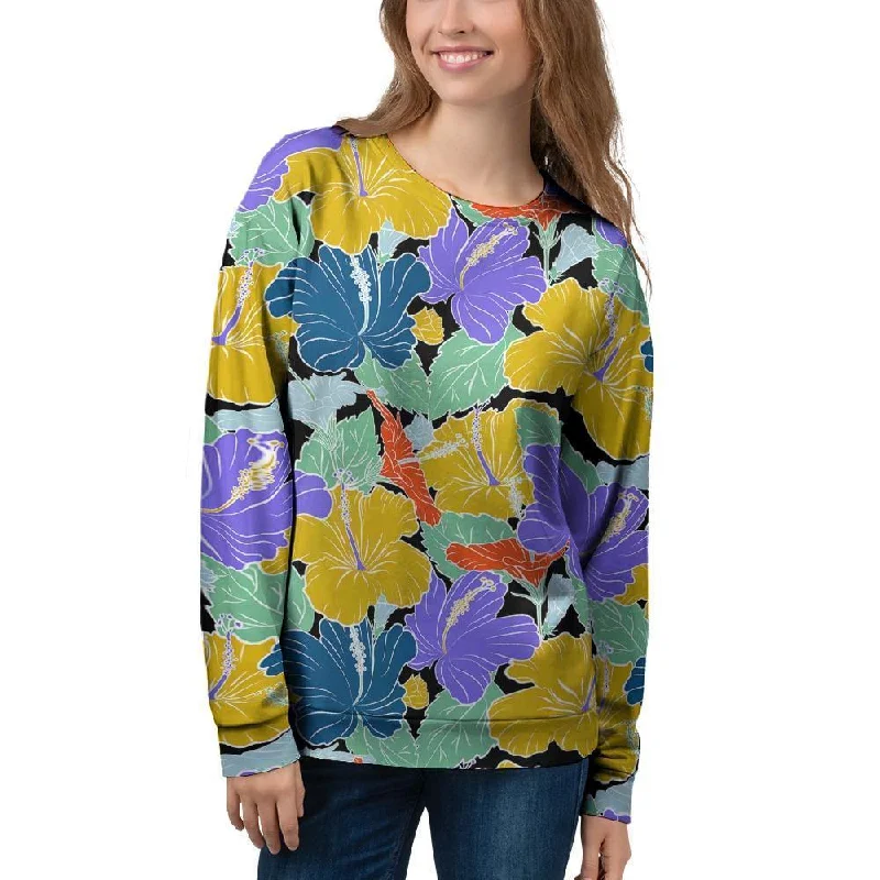 Violet Hibiscus Flower Hawaiian Print Women's Sweatshirt College sweaters