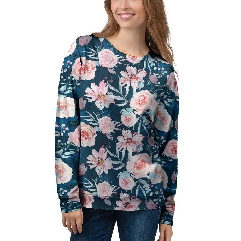 Watercolor Pink Rose Floral Women's Sweatshirt Canada Goose sweaters