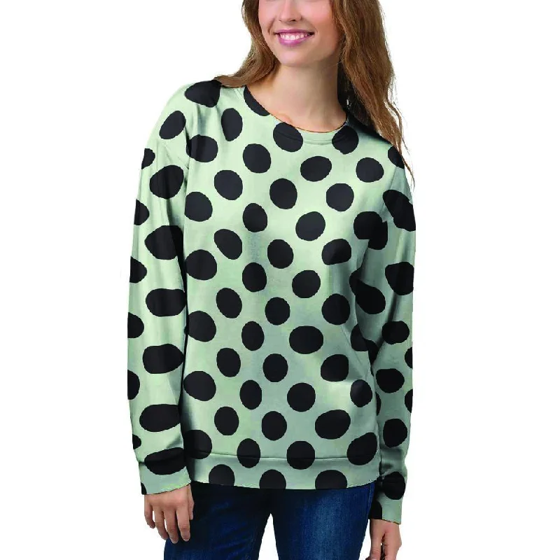 White And Black Polka Dot Print Women's Sweatshirt Fashionable sweaters