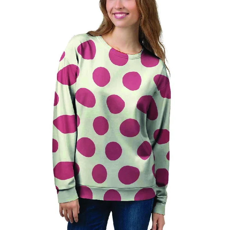 White And Red Polka Dot Women's Sweatshirt Minimalist sweaters