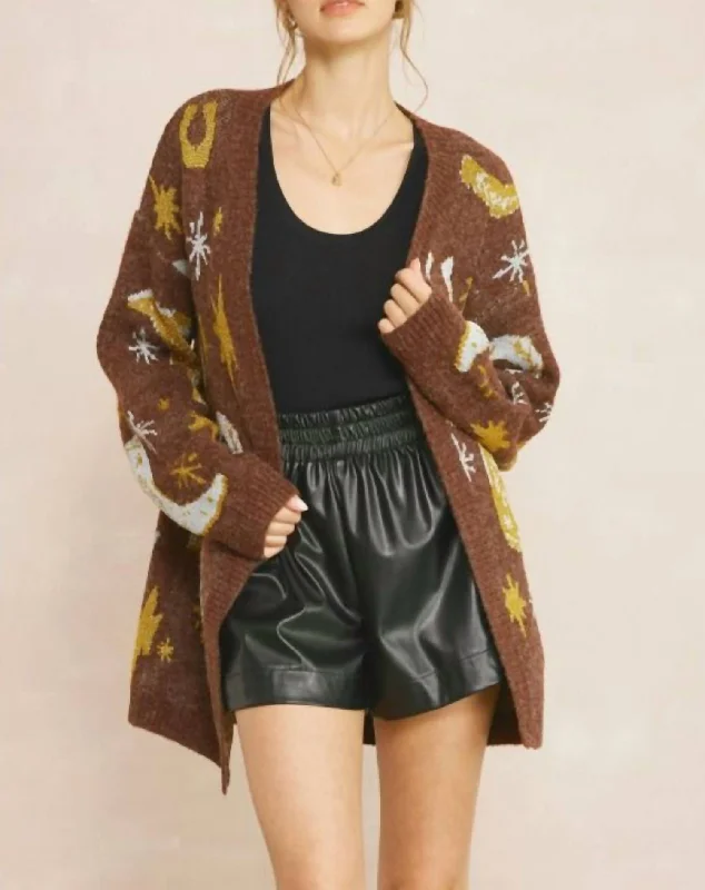 Women's Westward Cardigan In Brown Warmest sweaters for extreme cold