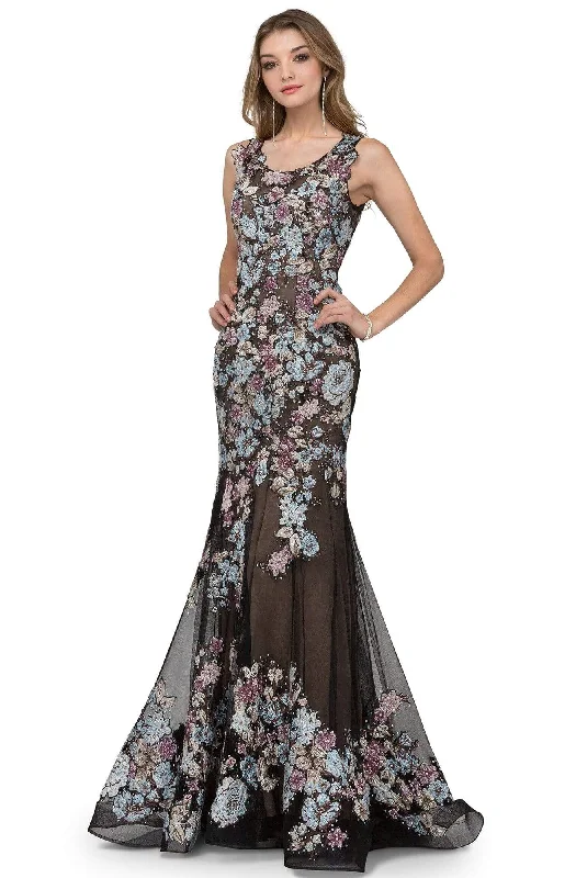 Cecilia Couture - 1404 Floral Applique Scoop Neck Trumpet Gown Office party dresses