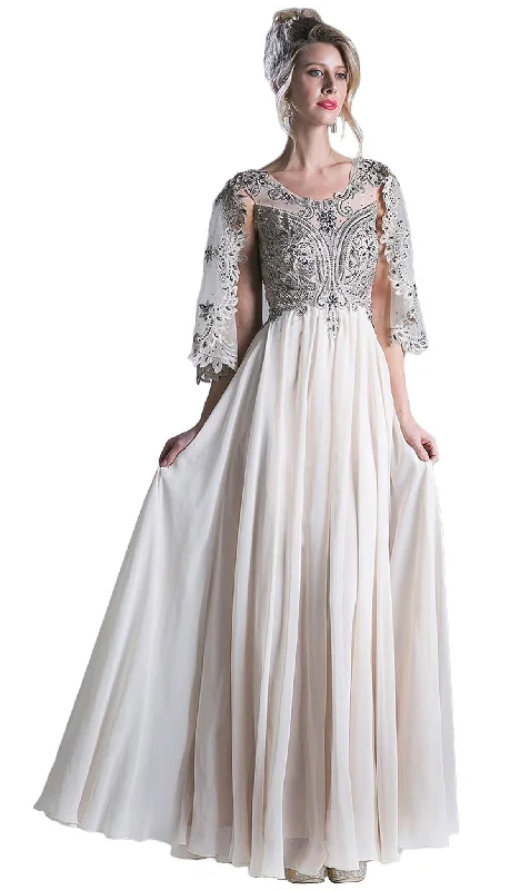 Cinderella Divine - Cape Sleeves Beaded A-line Evening Dress Corset party dresses