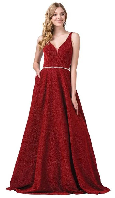 Dancing Queen - 2706 Deep V-neck A-line Gown New Year's Eve party dresses