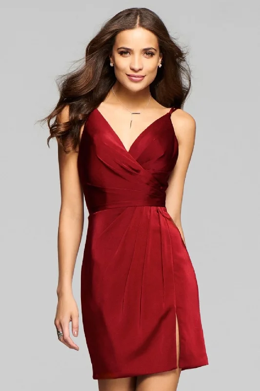 Faviana - Fitted V-Neck Draped Cocktail Dress 7850 Bodycon party dresses