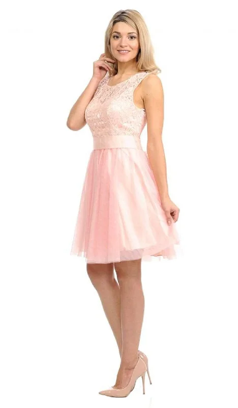 Lenovia - 8120 Illusion Jewel Ballerina Cocktail Dress Preppy party dresses