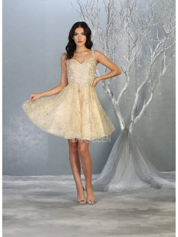 May Queen - MQ1753 Appliqued Sweetheart Cocktail Dress Knitted party dresses