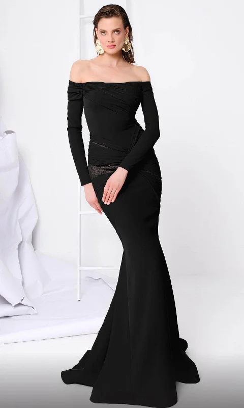 MNM Couture F02848 - Long Sleeve Weaved Evening Gown Garden party dresses