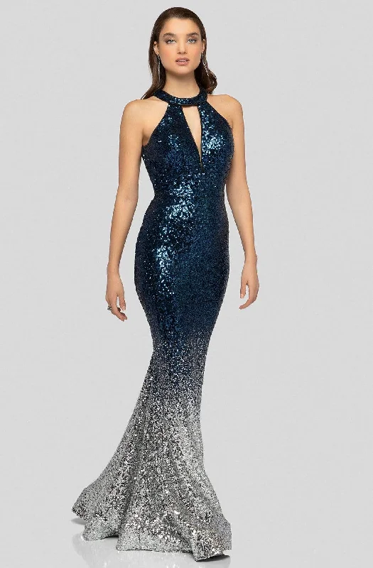 Terani Couture - 1911P8177 Ombre Sequined Halter Cutout Gown Elegant party dresses