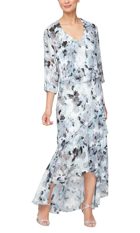 Alex Evenings 8175936 - High Low Floral Evening Dress Silk floral dresses