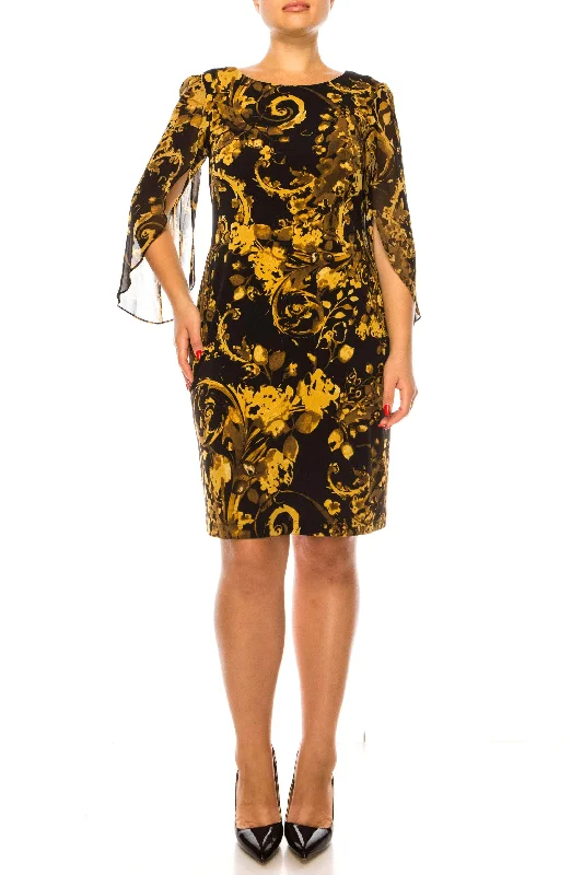 Connected Apparel TCC97727 - Floral Printed Sheath Dress Smocked floral dresses