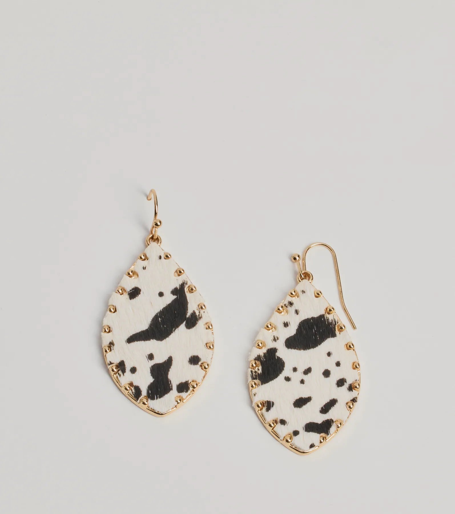 Country Chic Cow Print Teardrop Earrings Designer floral dresses