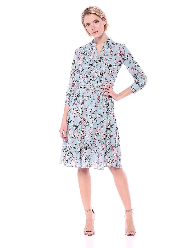 Nanette Nanette Lepore - Split Neck Floral Print Dress NM9S171Y9SC Tulle floral dresses