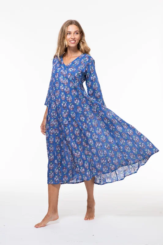 Rani Panel Dress Hand Block Printed in Pure Cotton Must-have floral dresses for this season