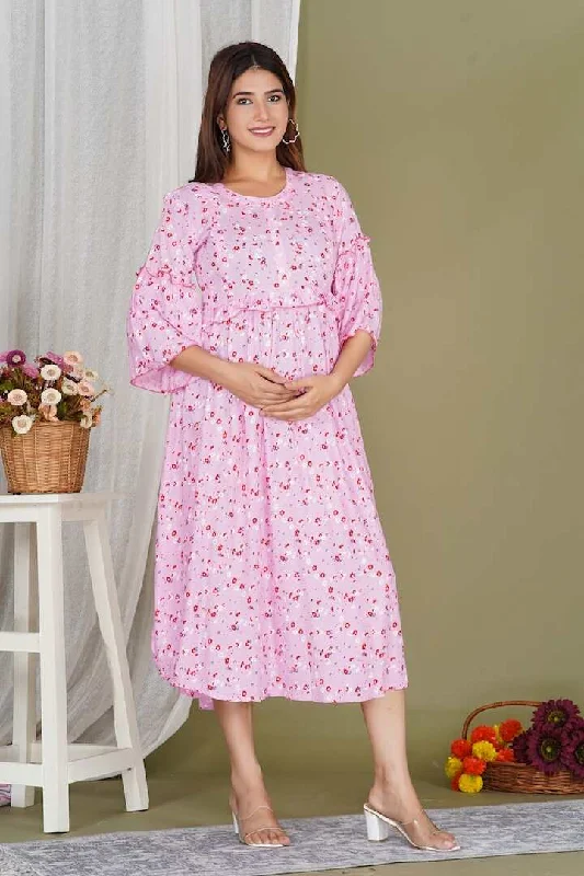 Pink Blossom Floral Feeding Dress Sexy floral print dresses