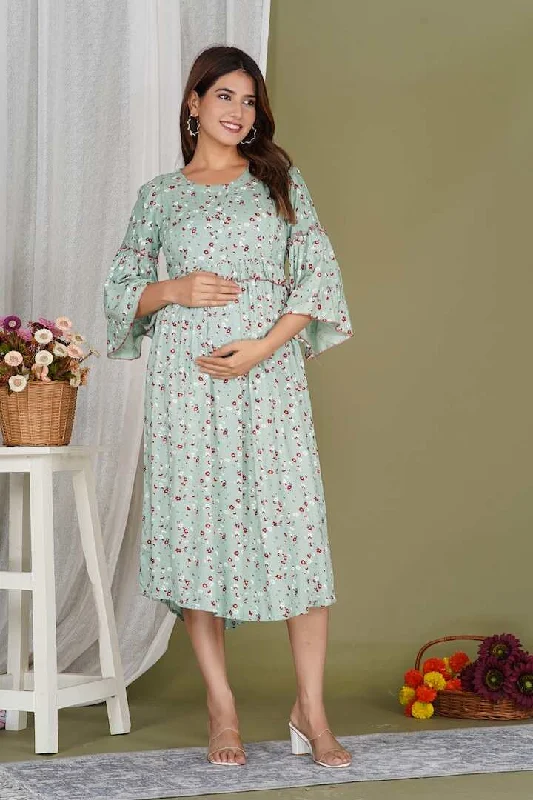 Sage Garden Floral Feeding Dress Fashion-forward floral dresses