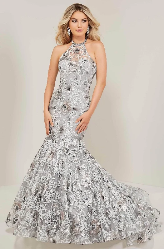 Tiffany Designs 16366 - Sleeveless Floral Sequin Prom Gown Minimalist floral dresses