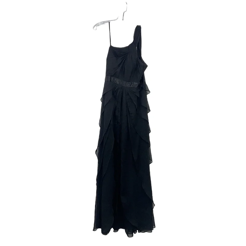 Adrianna Papell Size 8 Black Tiered Ruffled Womens Formal Ball Gown Long Dress Chic Maxi Skirt