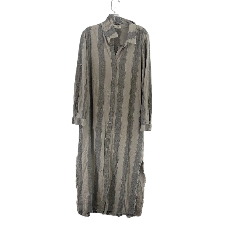 Bella Dahl Women's Beige/Gray Long Button Up Maxi Shirt Dress Size L Printed Maxi Skirt