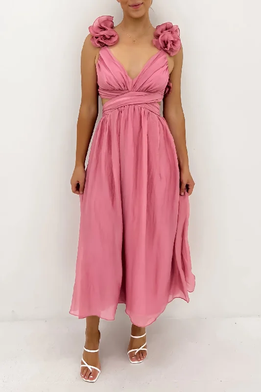 Faith Midi Dress Pink Fitted Midi Skirt