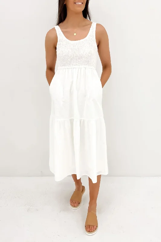 Lenni Midi Dress White Bohemian Midi Skirt