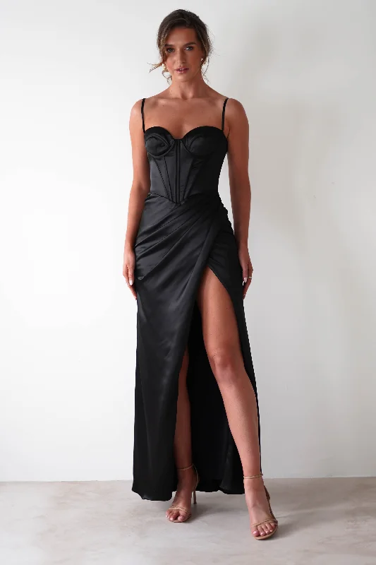 Maja Satin Corset Gown | Black Long unclassified dresses