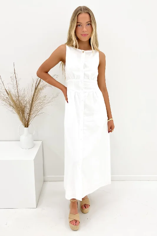 Parvin Midi Dress White Cotton Midi Skirt