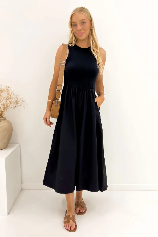 Pax Midi Dress Black Black Midi Skirt